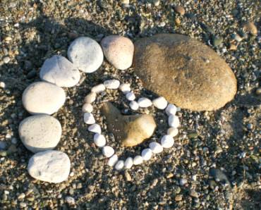 heart made with sea stones