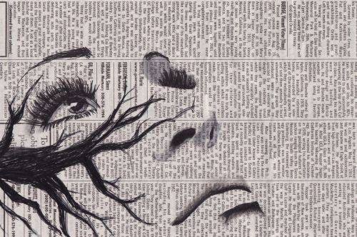 artistic image of a girl on newspaper